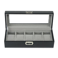 Leather Watch Box for 5 Watches in Black Watch Boxes Clinks