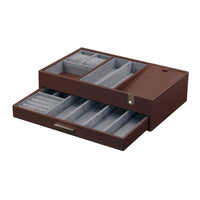 Leather Valet Tray with Drawer in Brown Watch Boxes Clinks
