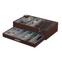 Leather Valet Tray with Drawer in Brown Watch Boxes Clinks