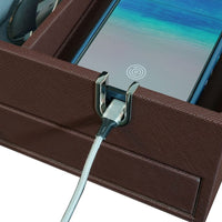Leather Valet Tray with Drawer in Brown Watch Boxes Clinks