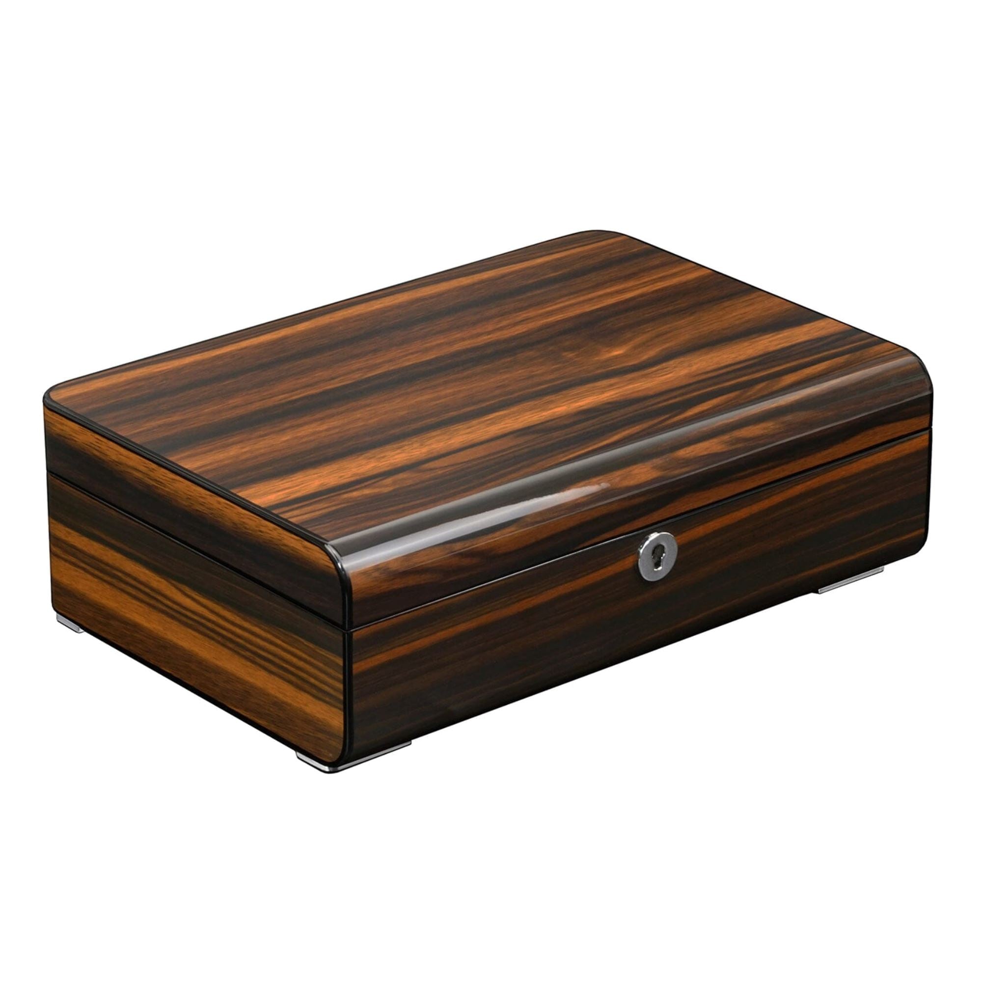 6 Slots Watch Box with Cufflinks Storage and Lock in Wooden Ebony Watch Boxes Clinks