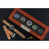 5 Slots Mahogany Wooden Watch Box Watch Boxes Clinks