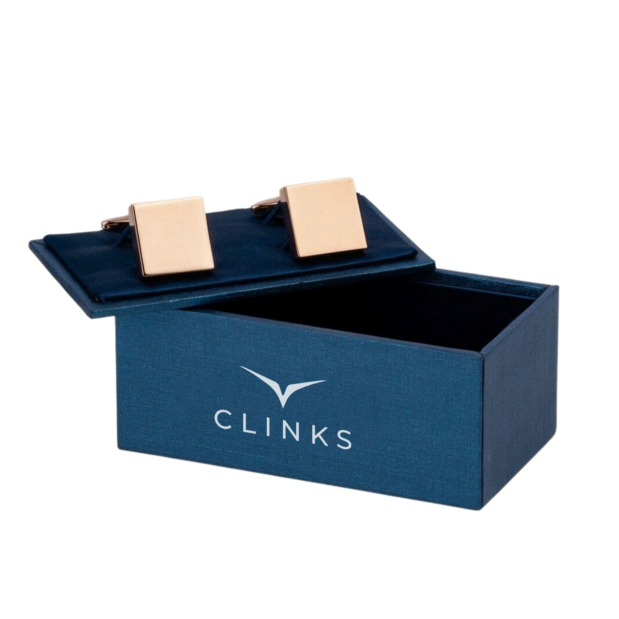 Rose Gold Square Engravable Cufflinks Classic & Modern Cufflinks Clinks Australia