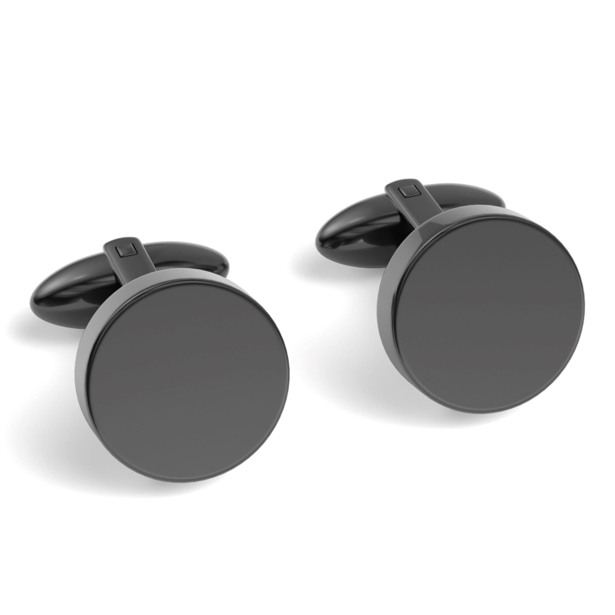 Round Engravable Cufflinks Engraving Cufflinks Clinks Shiny Black