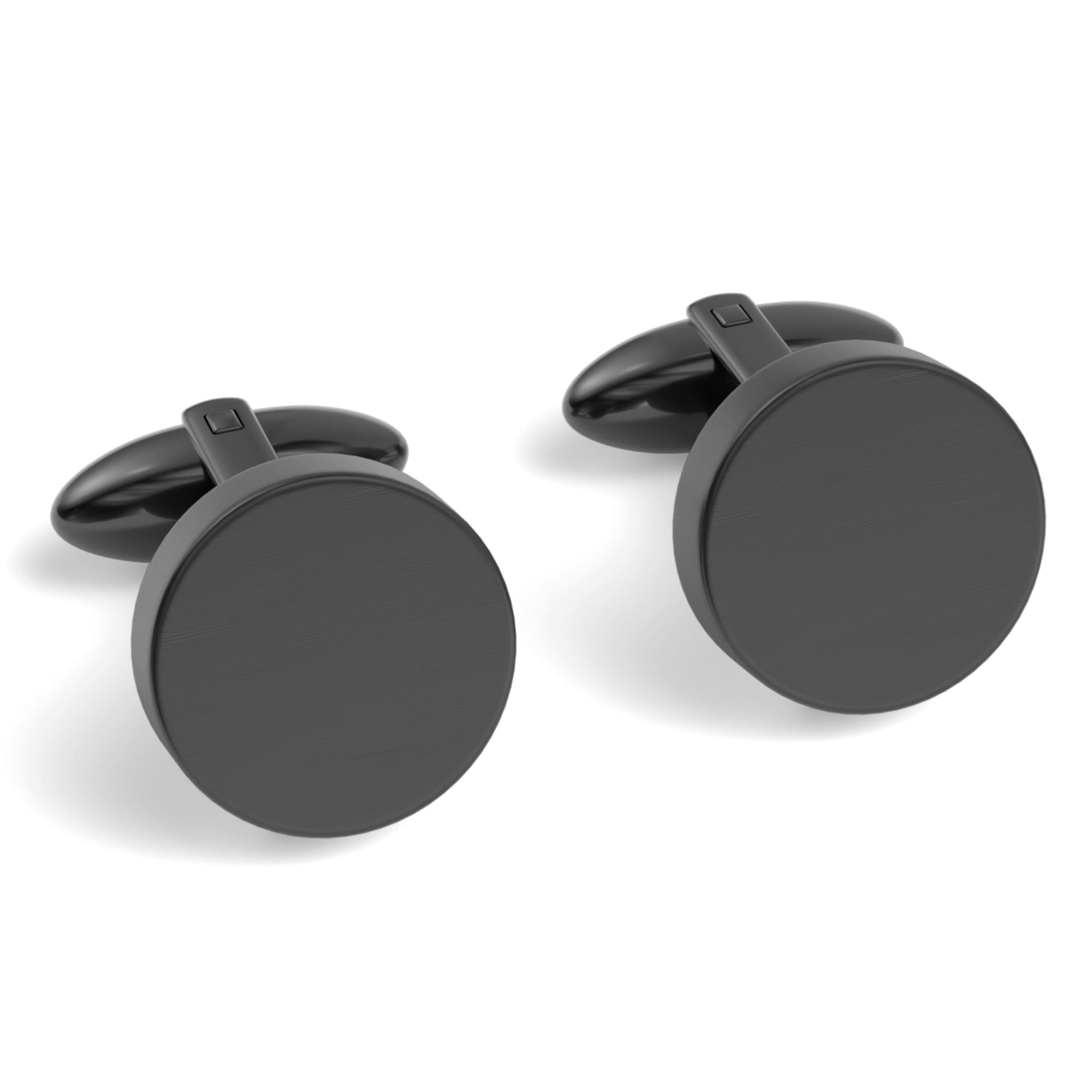 Round Engravable Cufflinks Engraving Cufflinks Clinks Brushed Black