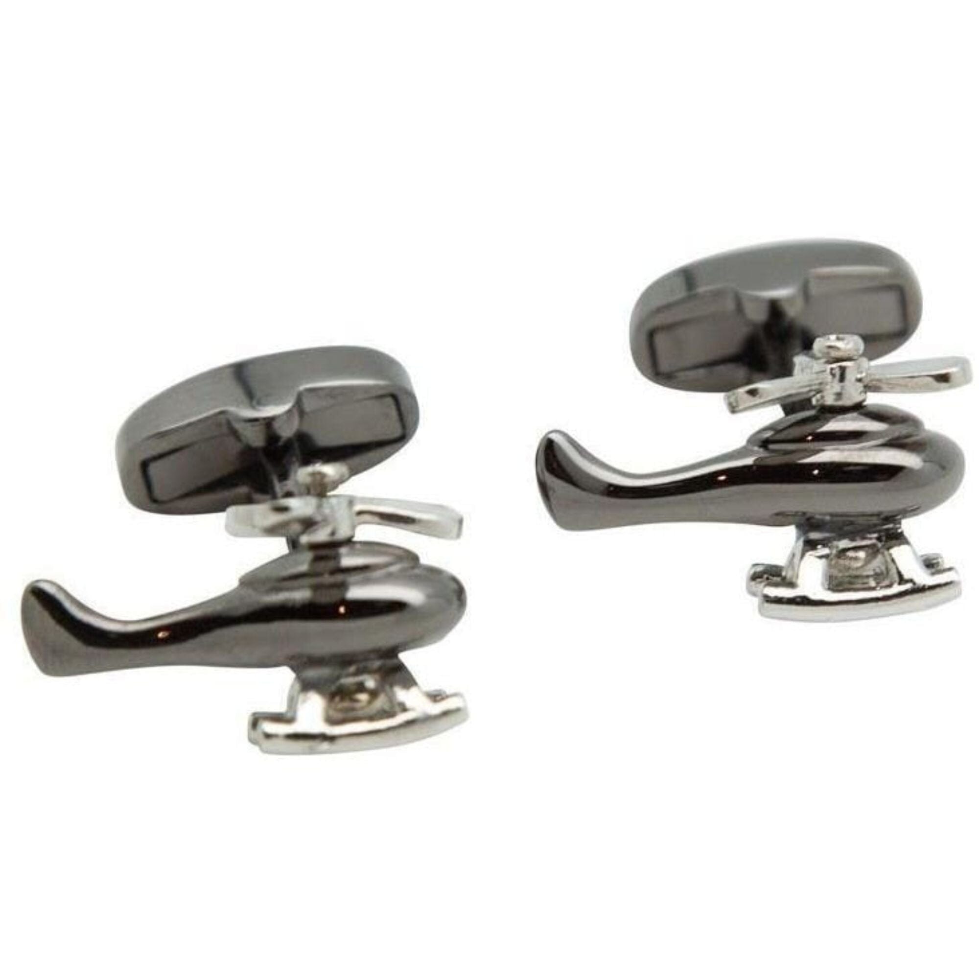 Gunmetal and Silver Helicopter Cufflinks Novelty Cufflinks Clinks Australia Gunmetal and Silver Helicopter Cufflinks 