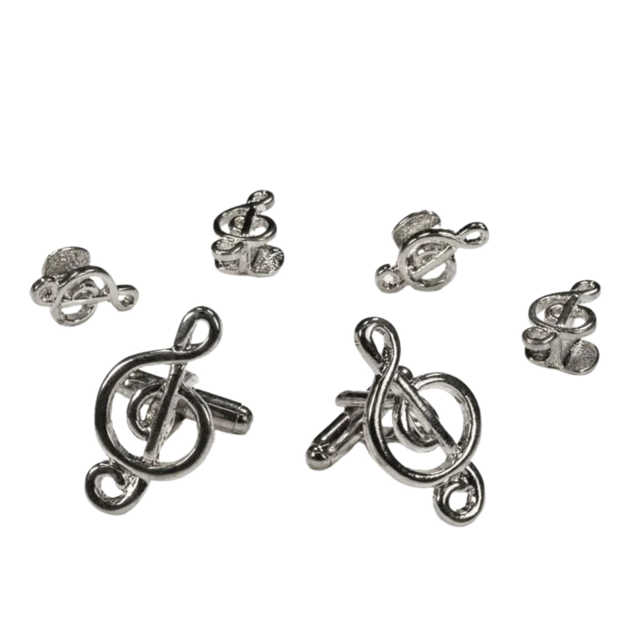 Musical Note Silver Cufflinks and Stud Set Stud Sets Cristoforo Cardi