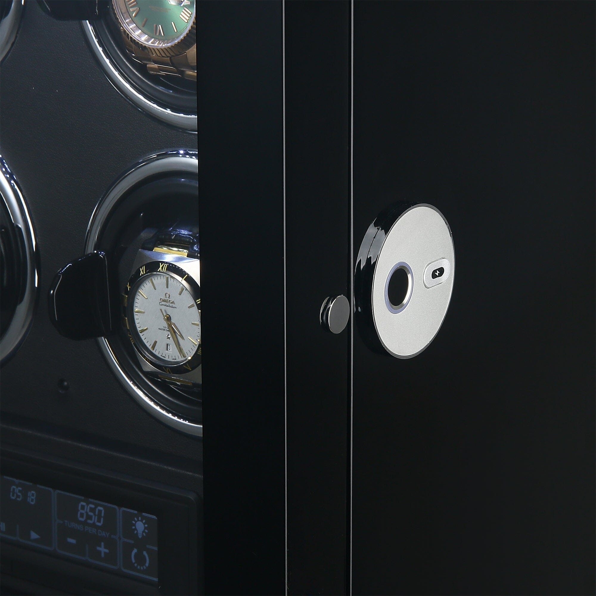 Yarra Quad Watch Winder for 4 + Drawer with Fingerprint Lock Watch Winder Boxes Clinks