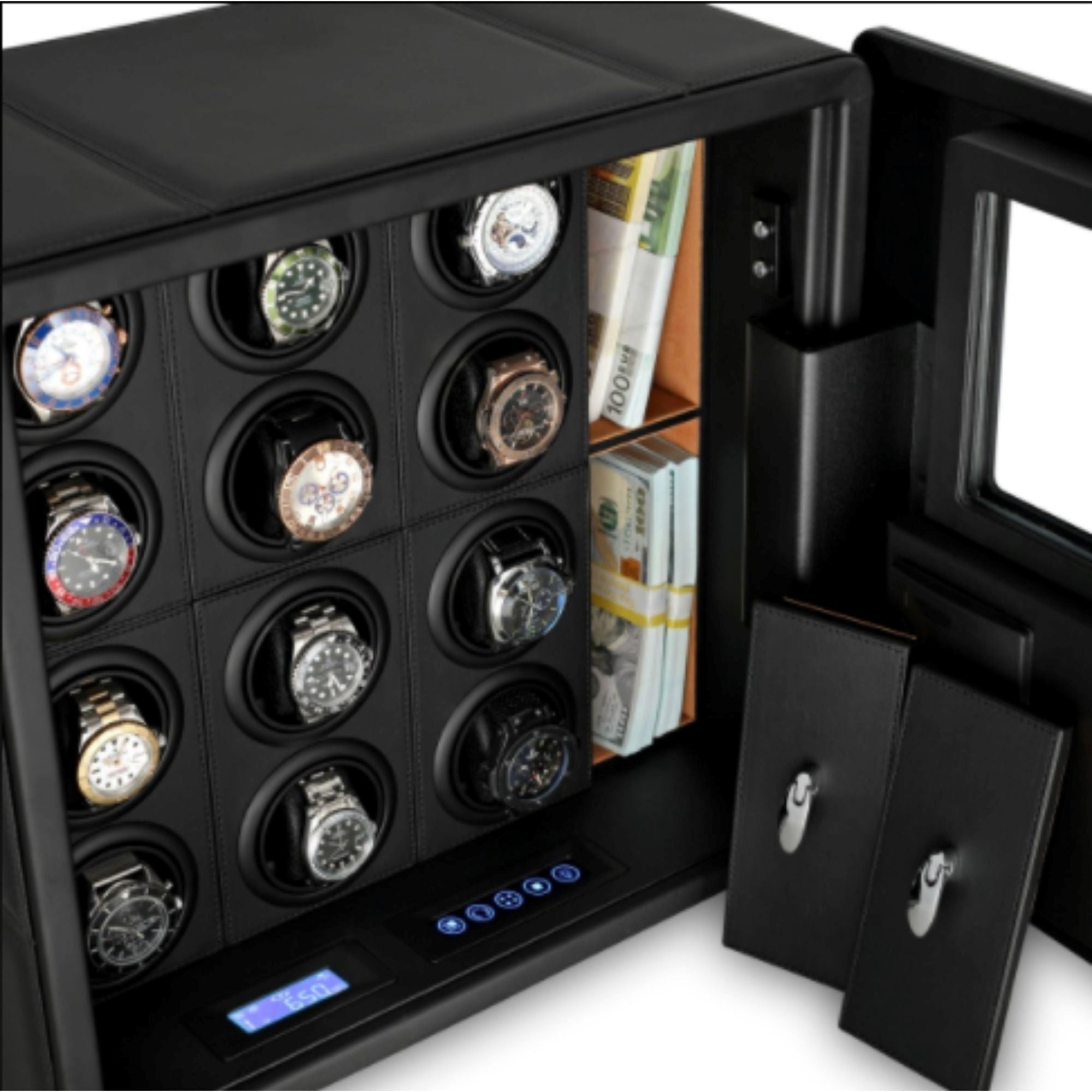 Vanguard Steel Watch Winder Security Safe with Digital Lock and Alarm Watch Winder Boxes Clinks