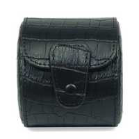 Travel Watch Roll Case for 1 in Black Genuine Leather