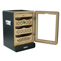 200 CT Black Wooden with Glass Top Cabinet for Cigars