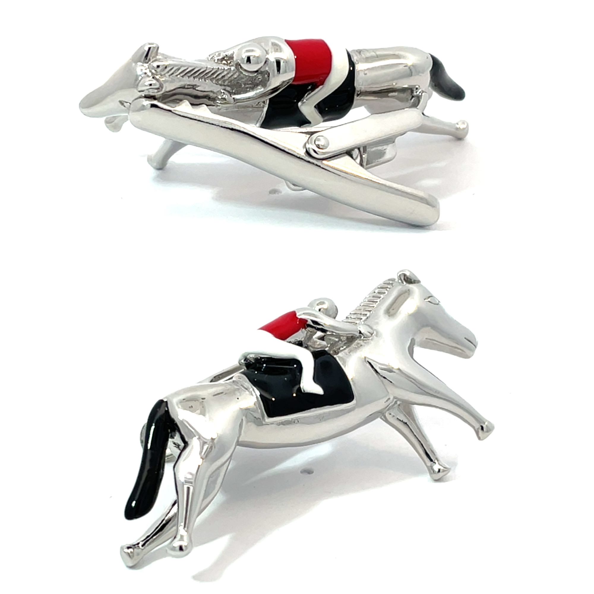 Coloured Horse & Jockey 3D Tie Clip