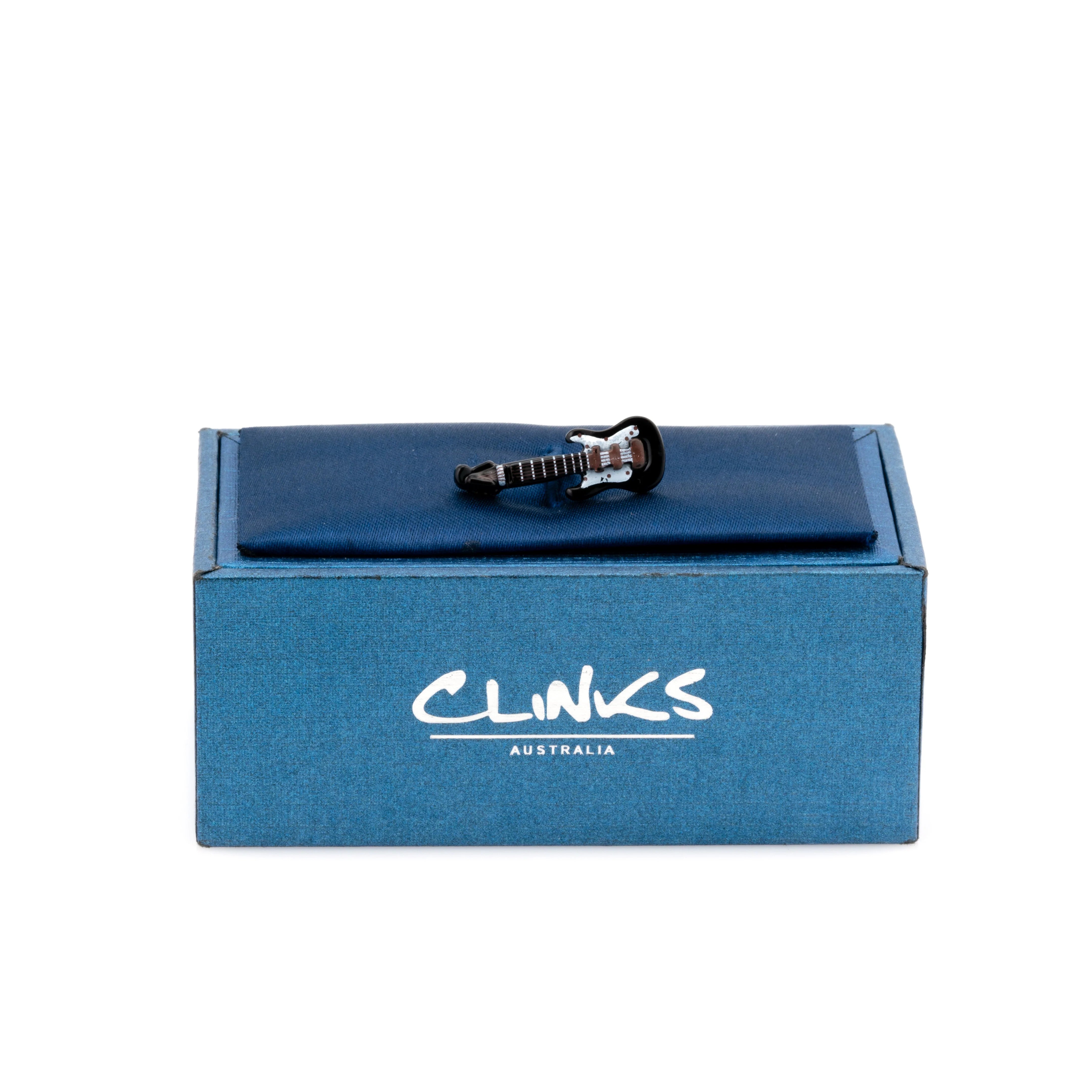 Black Electric Guitar Lapel Pin