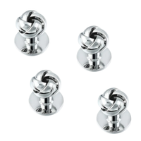 Shiny Silver Twist Knot Cufflinks and Stud Set