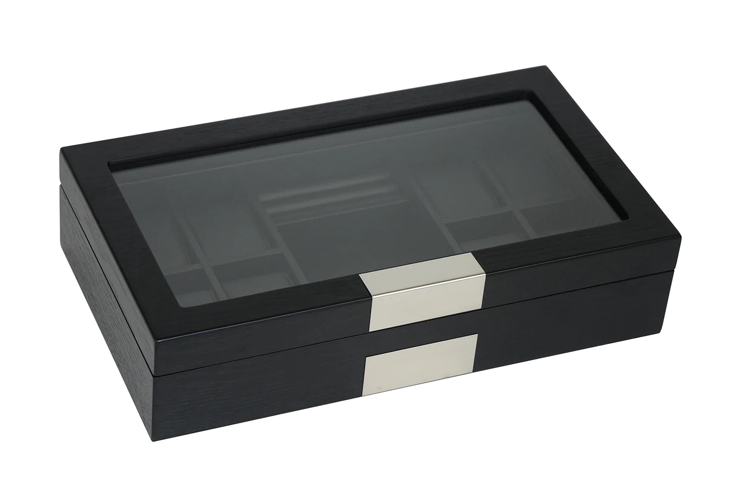 Black Wooden Watch Box for 8 Watches+ Organiser