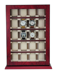 Bubinga Wooden Watch Cabinet for 20 Watch Boxes Clinks