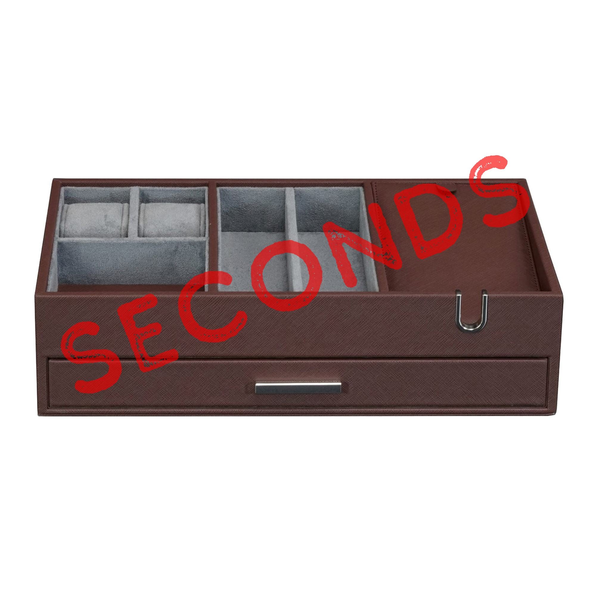 Seconds - Leather Valet Tray with Drawer in Brown Seconds Clinks