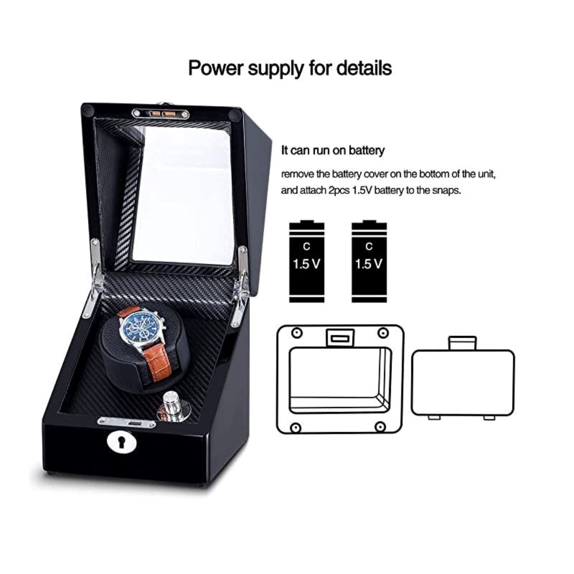 Seconds - Waratah Watch Winder Box for 1 Watch (Black) Seconds Clinks