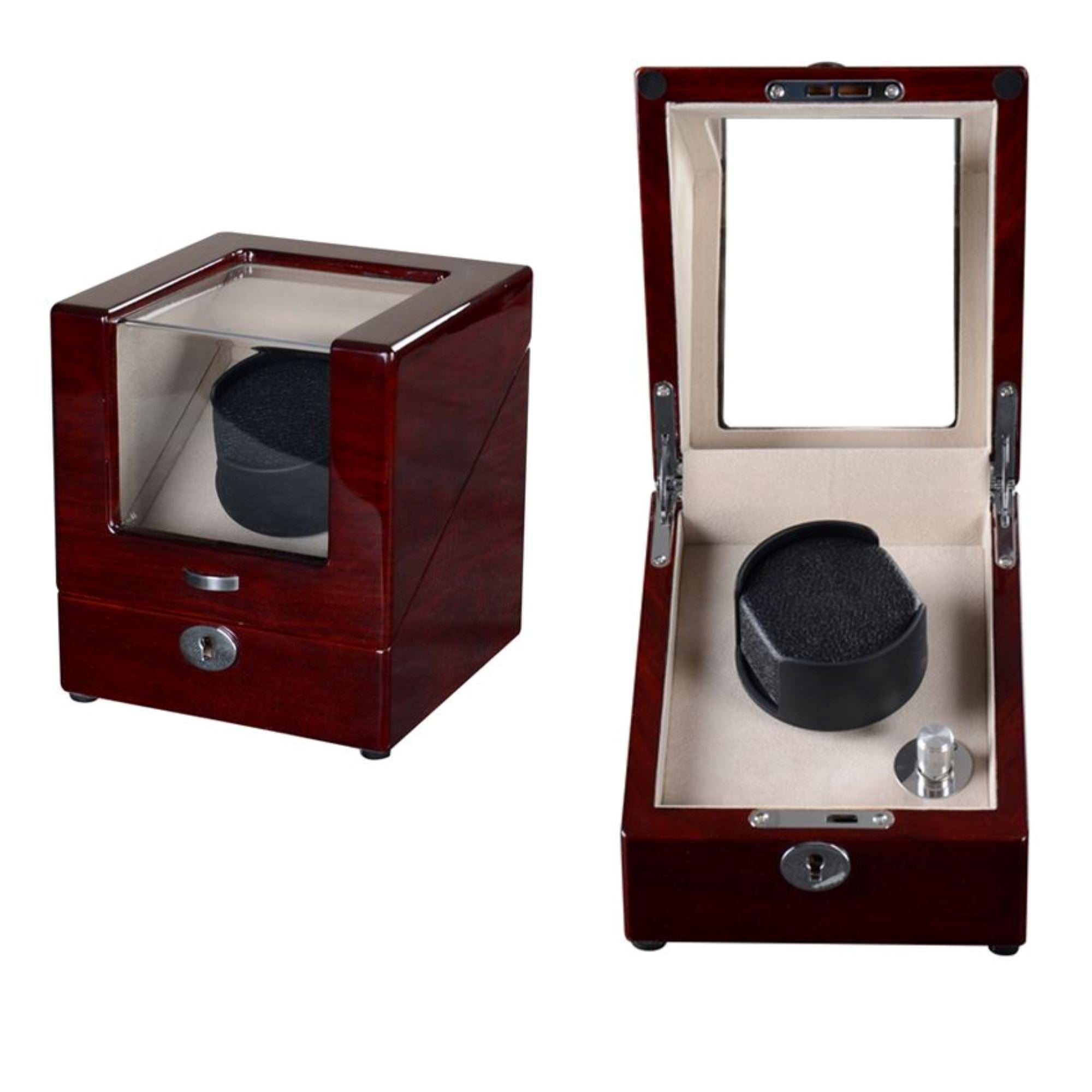 Seconds - Waratah Watch Winder Box for 1 Watch in Mahogany (f) Seconds Clinks