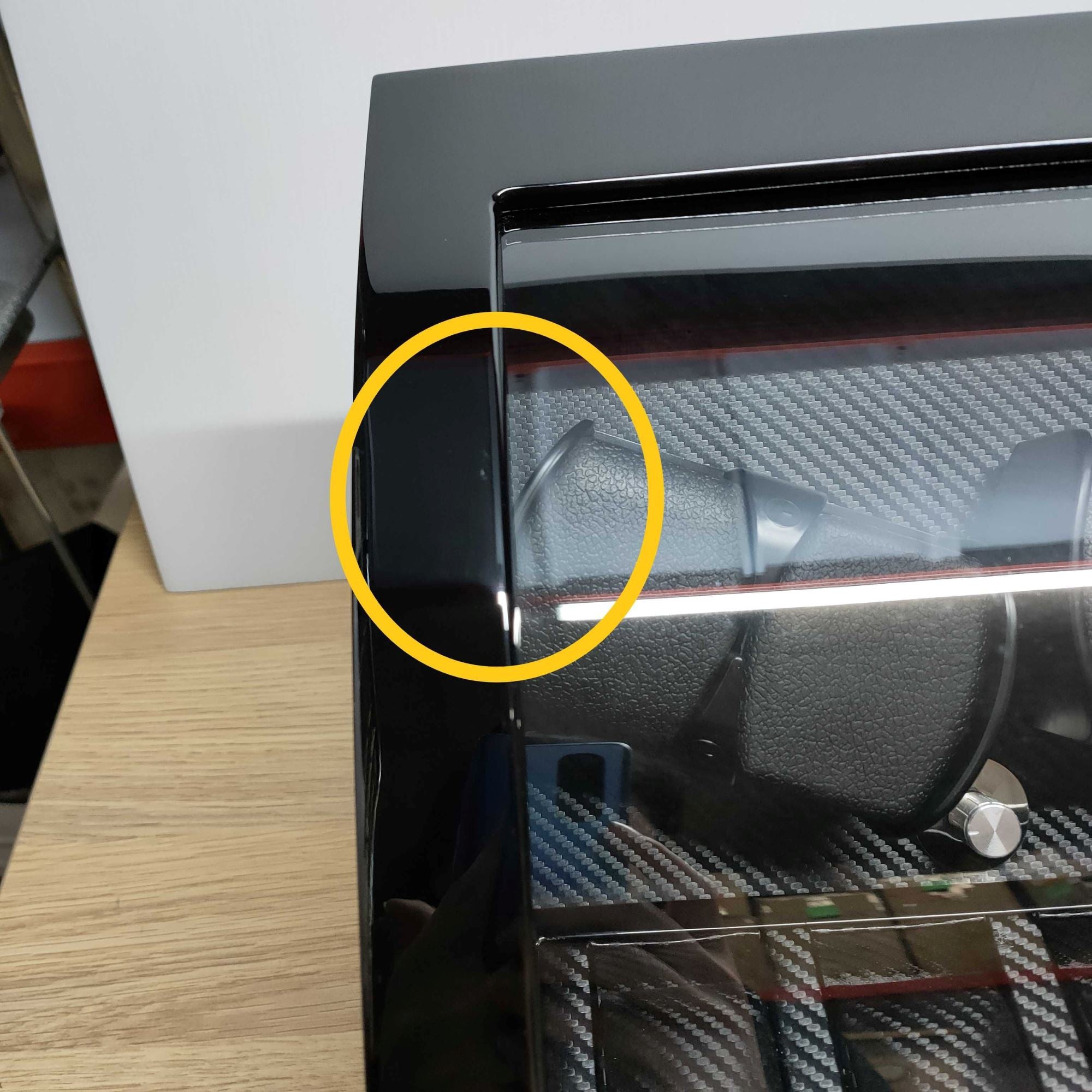 Seconds - Avoca Watch Winder Box 6 + 6 Watches in Black with Carbon Fibre Interior (c) Seconds Clinks