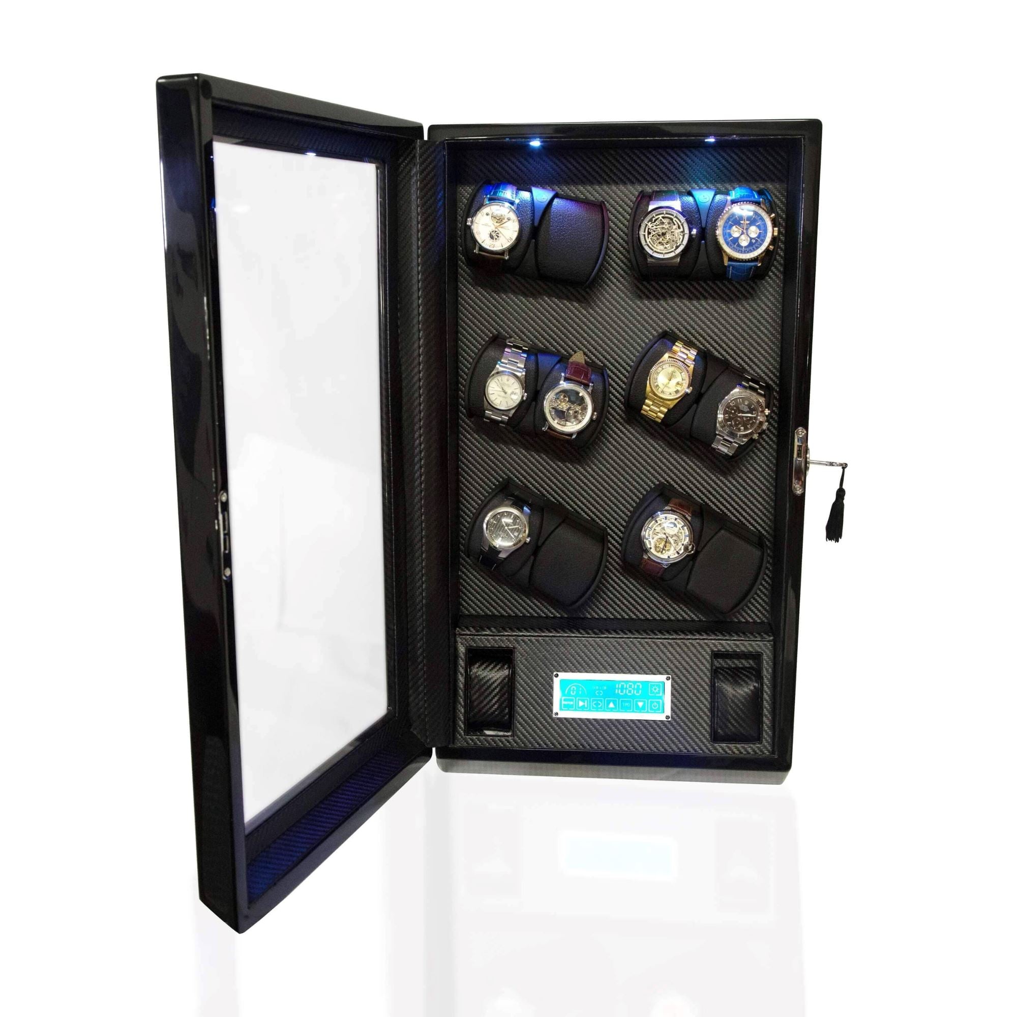 Seconds - Kosciuszko Watch Winder Box for 12 + 2 Watches in Black (b) Seconds Clinks