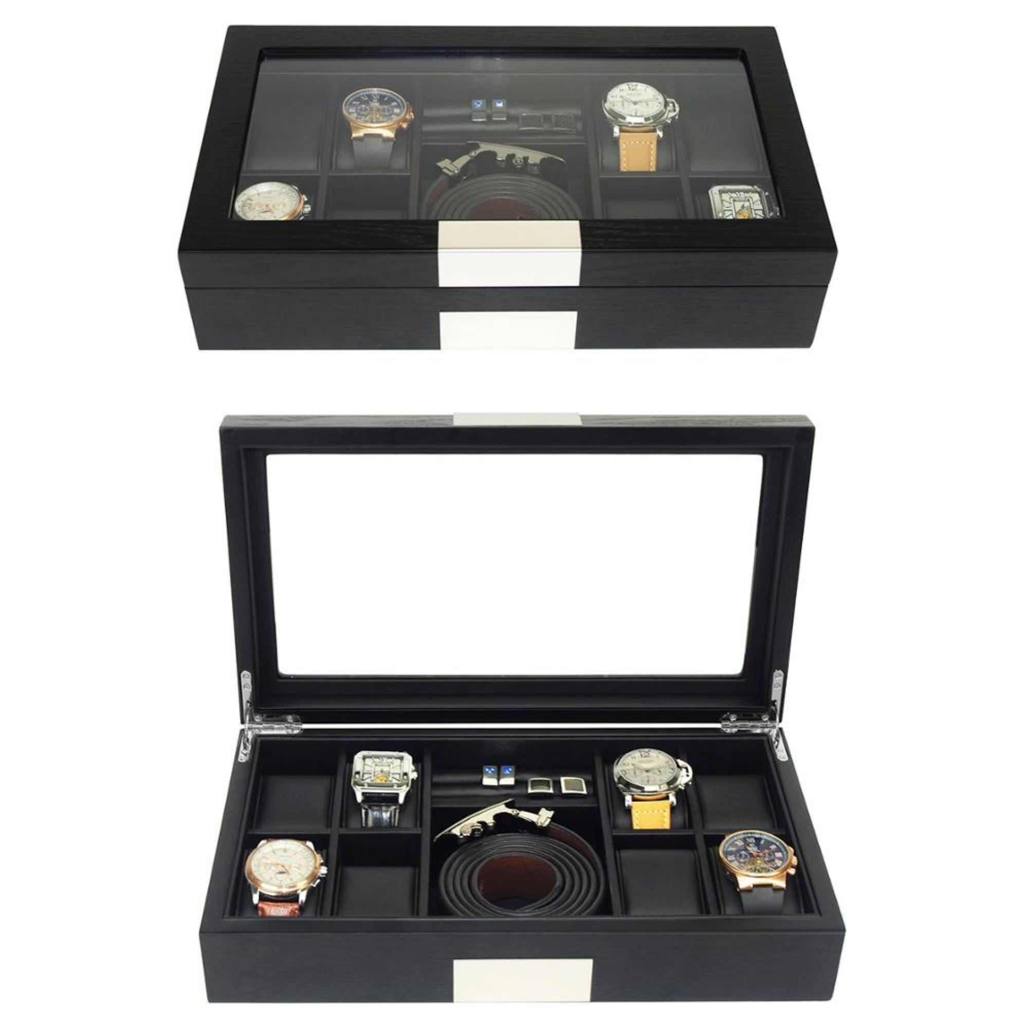 Seconds - Black Wooden Watch Box for 8 Watches + Organiser (c) Seconds Clinks