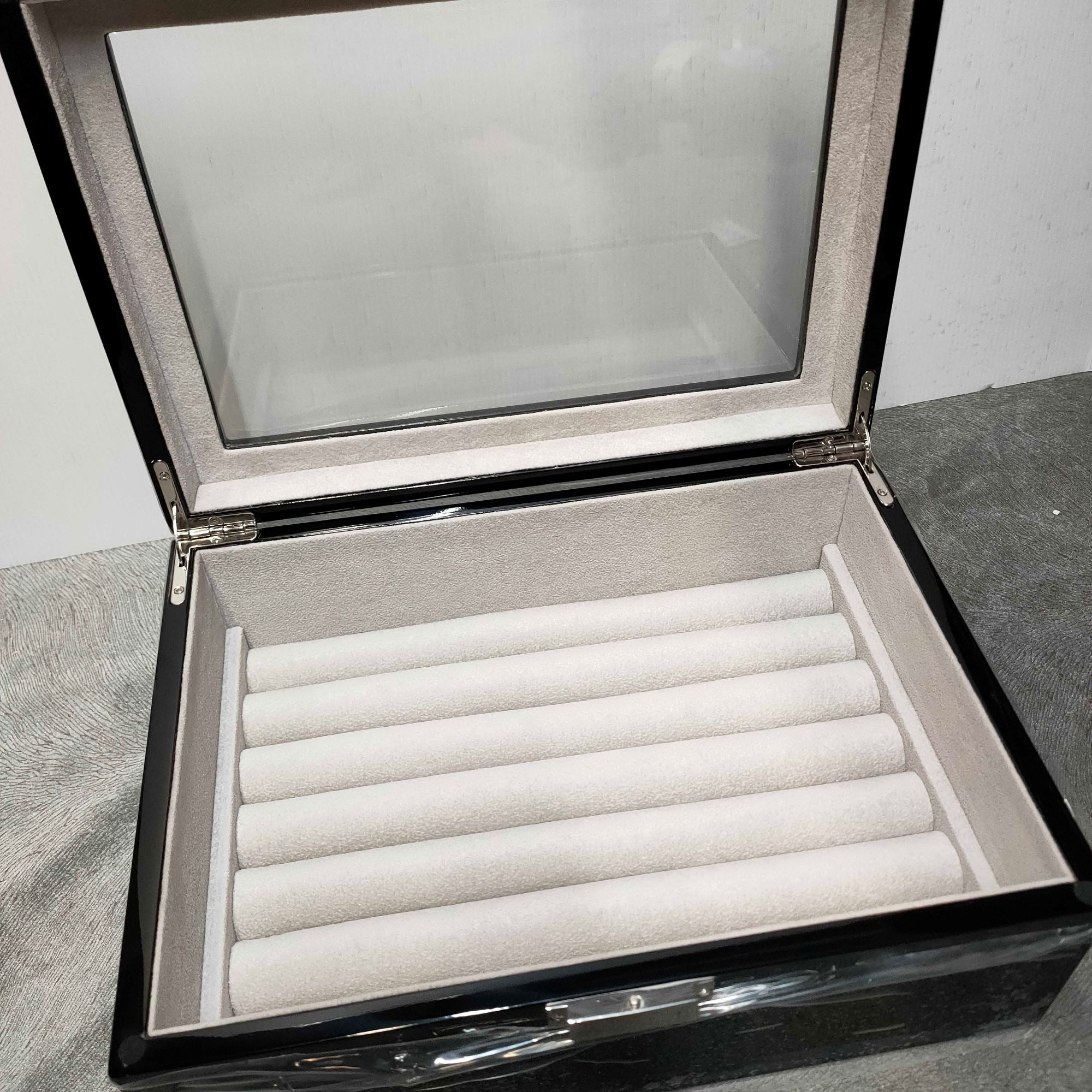 Seconds - 50 Pair Cufflink and Watch Box Double Decker Black Seconds Clinks