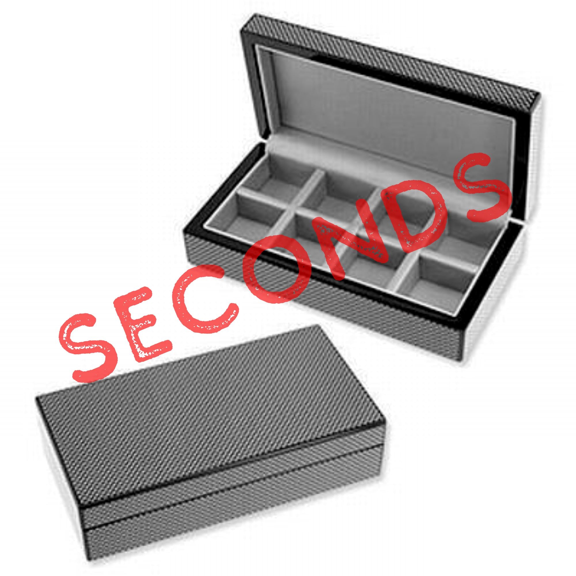 Seconds - 8 Pair Wooden Carbon Fibre Look Storage Box (a) Seconds Clinks