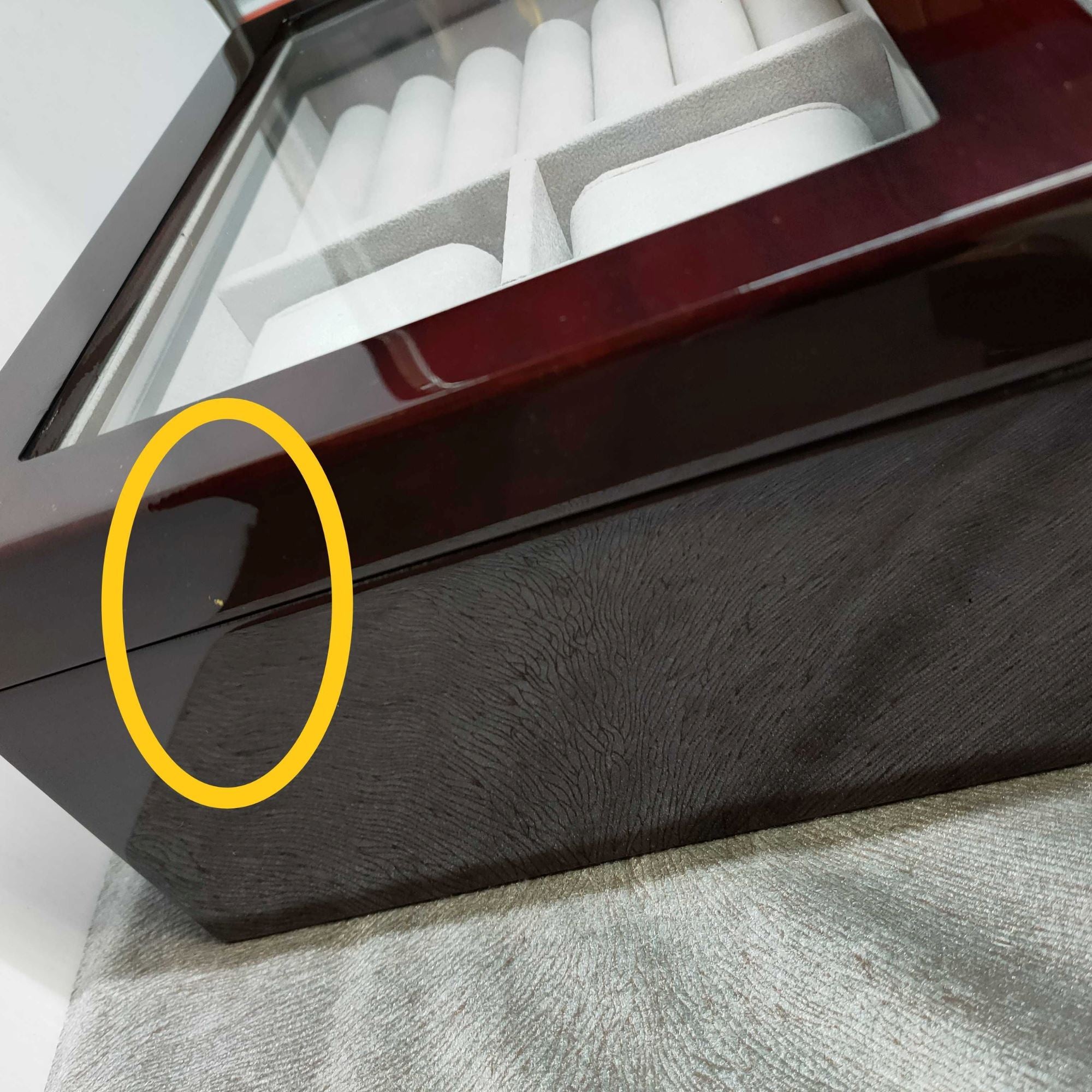 Seconds - 50 Pair Cufflink and Watch Box Double Decker Mahogany (a) Seconds Clinks