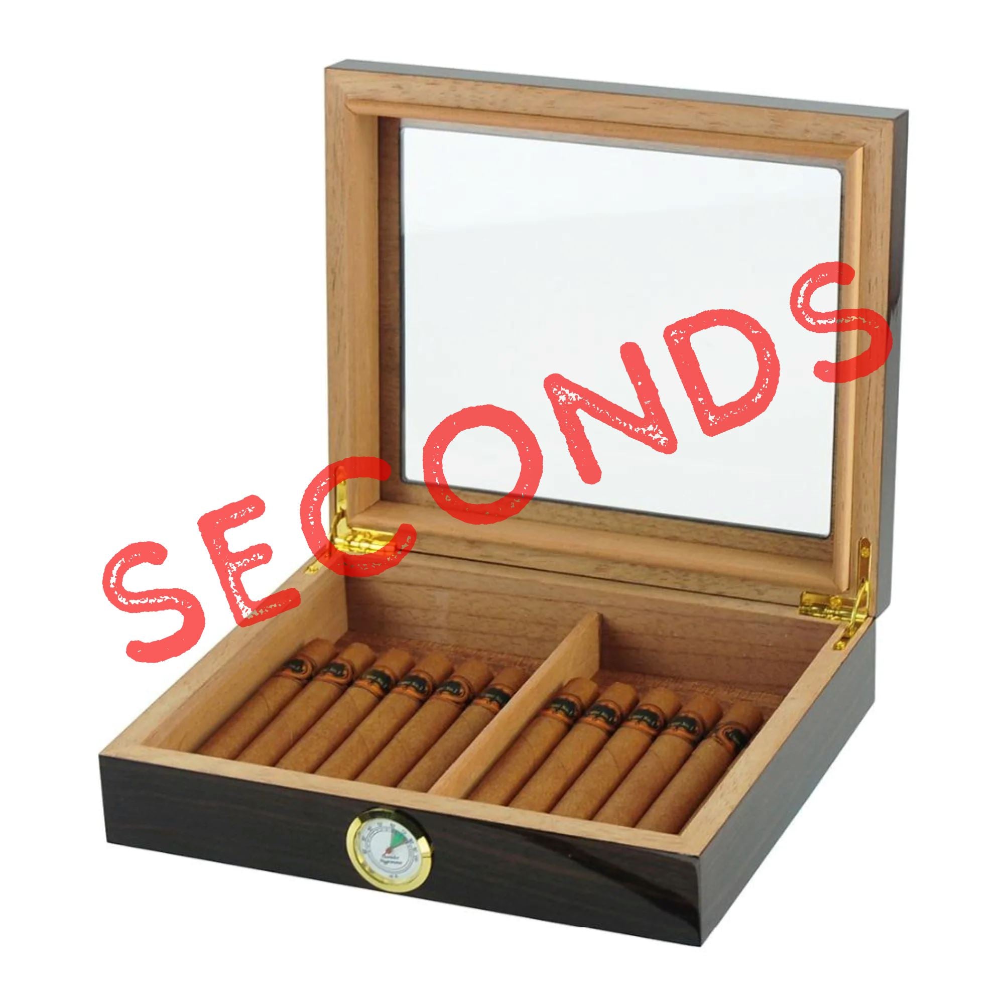 Seconds - 12-20 CT Walnut Cigar Humidor Spanish Cedar Box for Cigars (b) Seconds Clinks