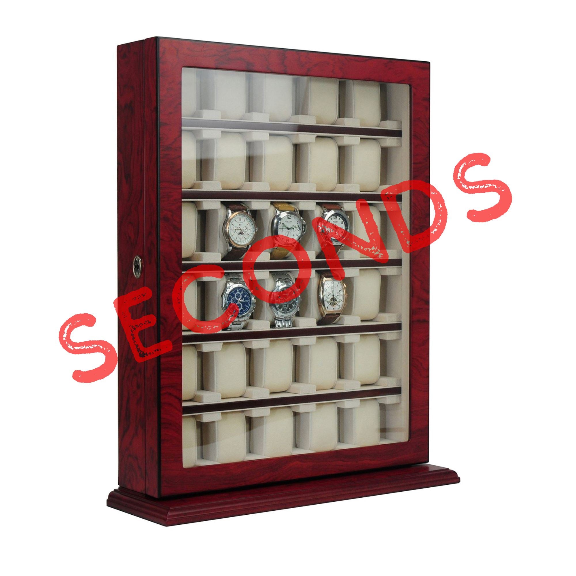 Seconds - Bubinga Wooden Watch Cabinet for 30 watches (a) Seconds Clinks