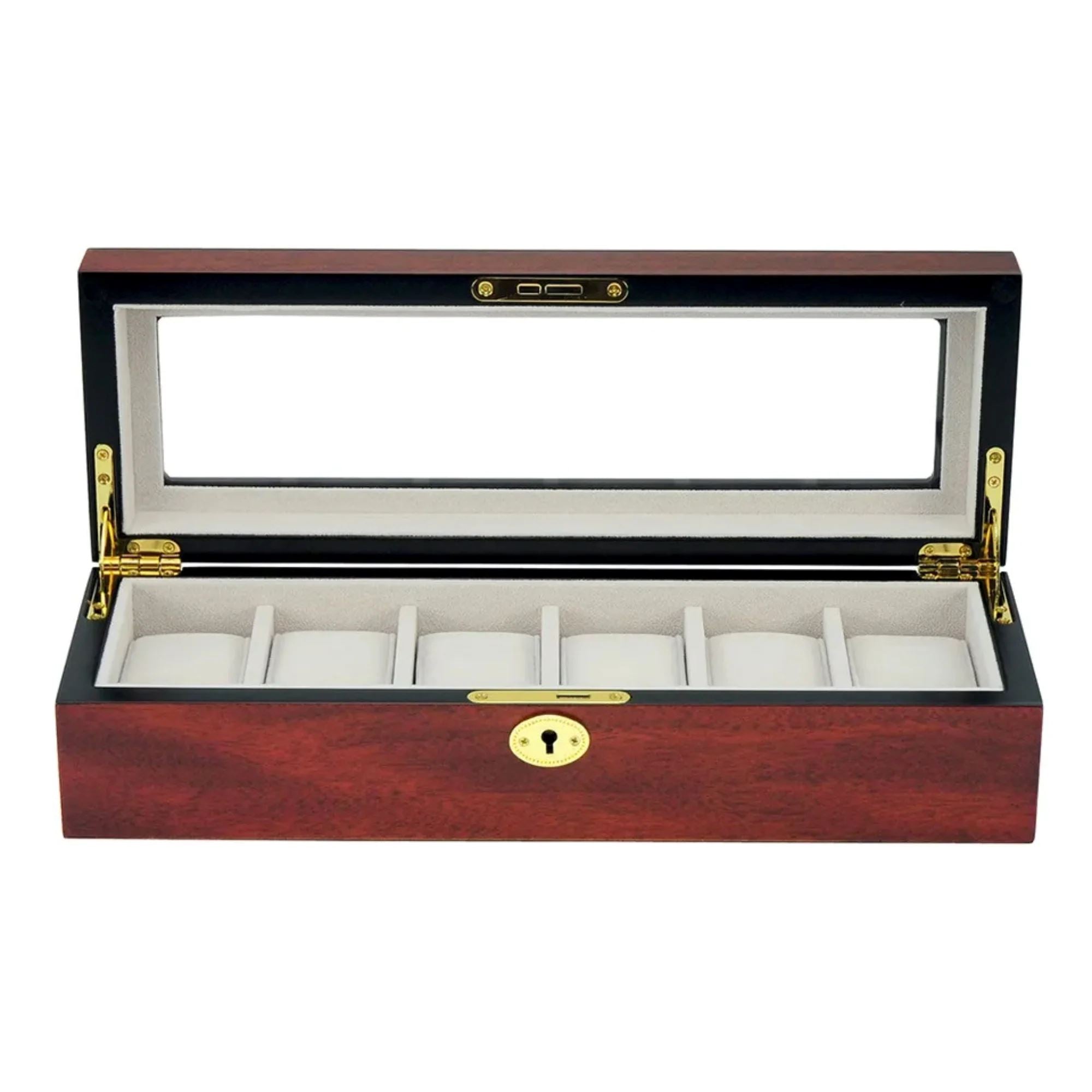 Seconds - 6 Slots Wooden Watch box with glass window Seconds Clinks