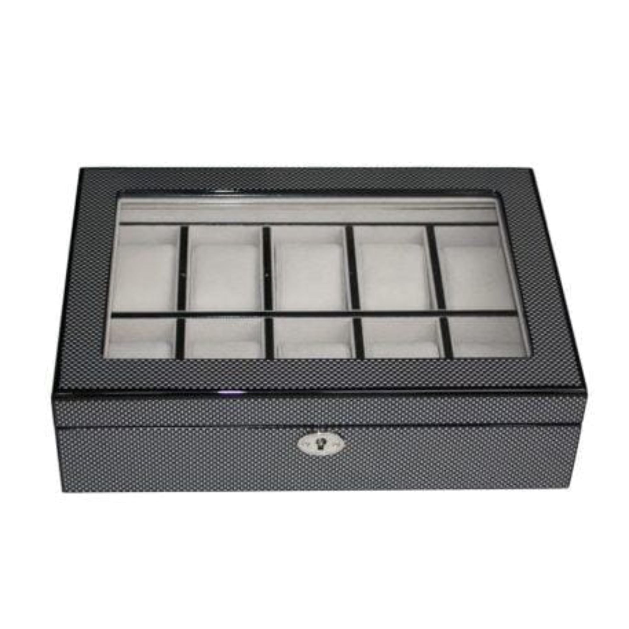 Seconds - Carbon Fibre Wooden Watch Box for 10 Watches Seconds Clinks