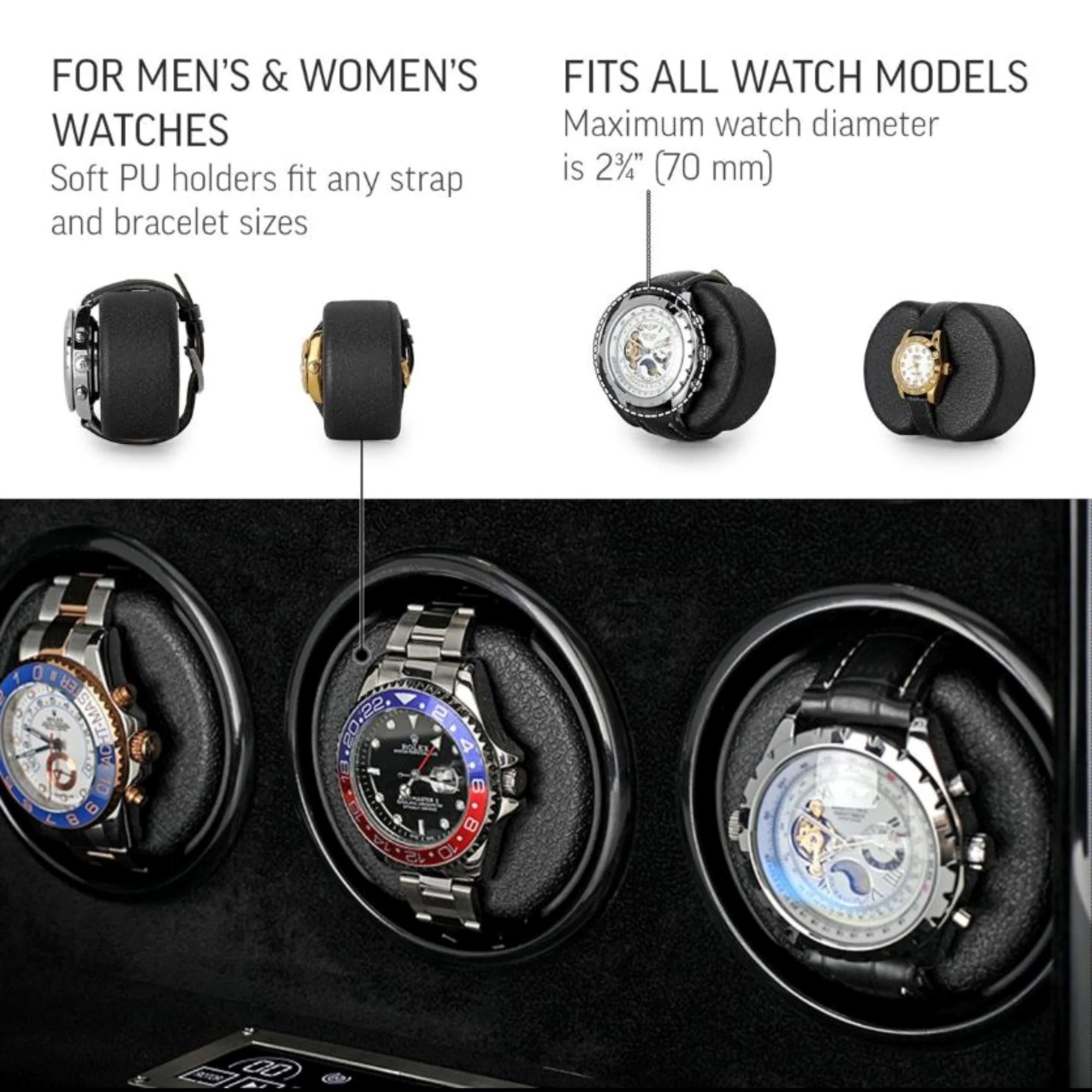 Seconds - Sydney Watch Winder Box for 6 Watches in Black (h) Seconds Clinks