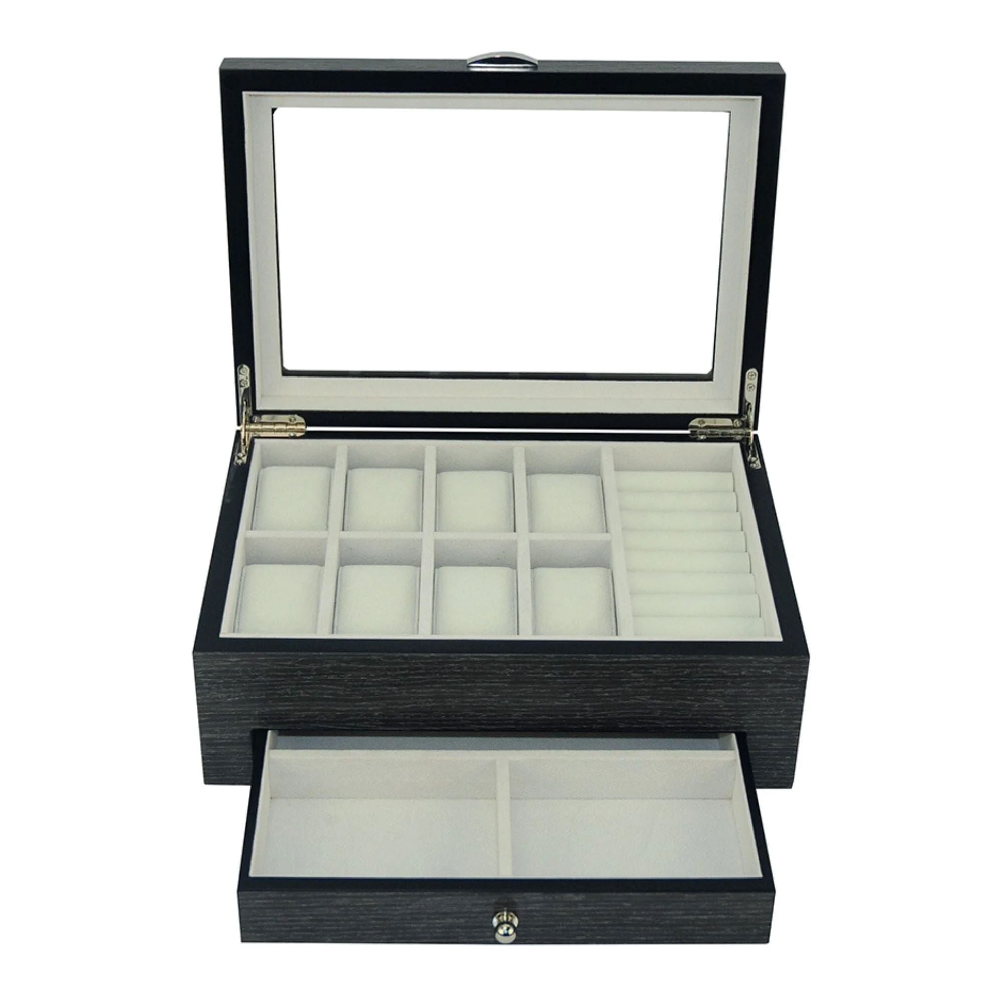Seconds - Ginko Wooden Cufflink Watch Box with a Drawer (D) Seconds Clinks