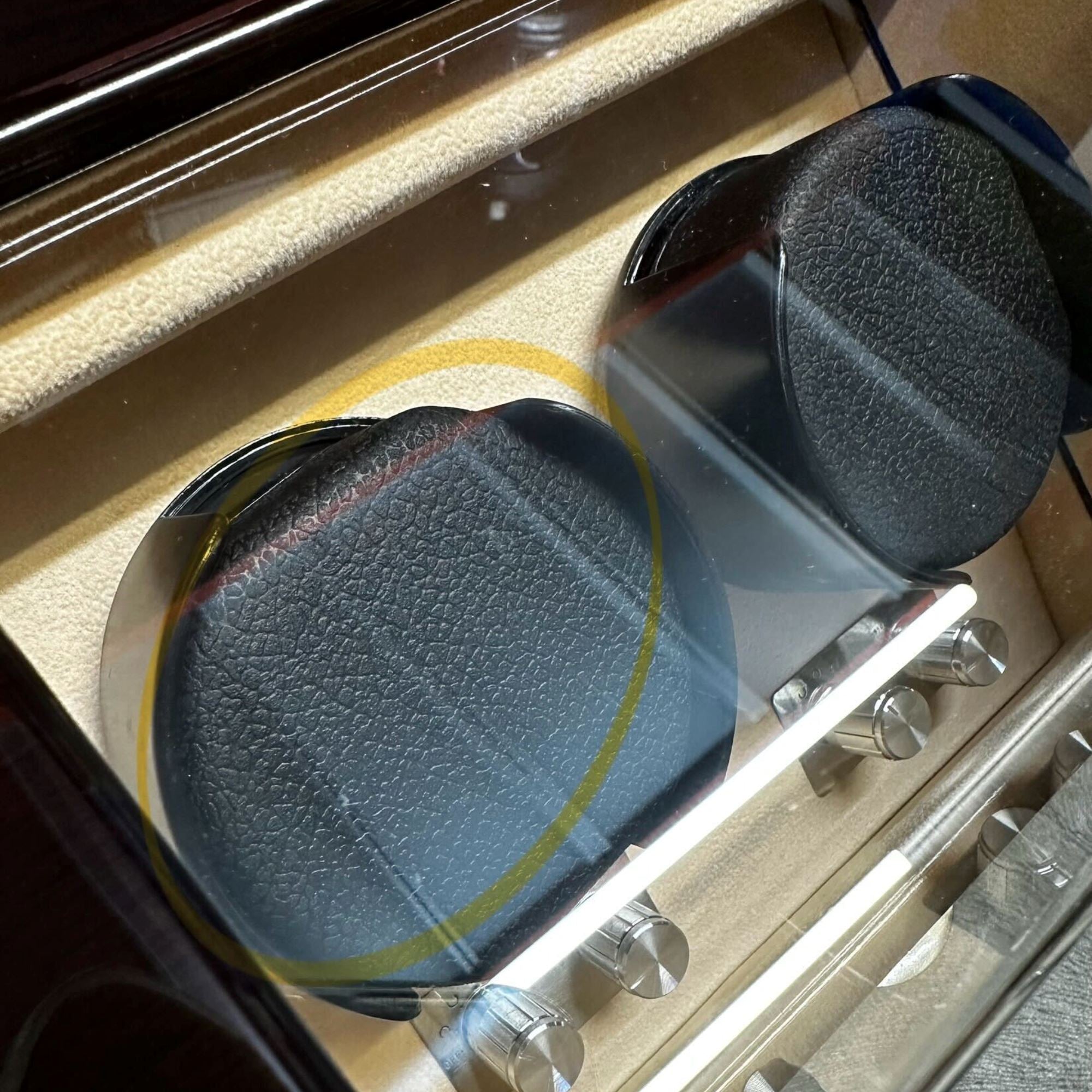 Seconds - Waratah Mahogany Watch Winder Box for 2 Watches (f) Seconds Clinks