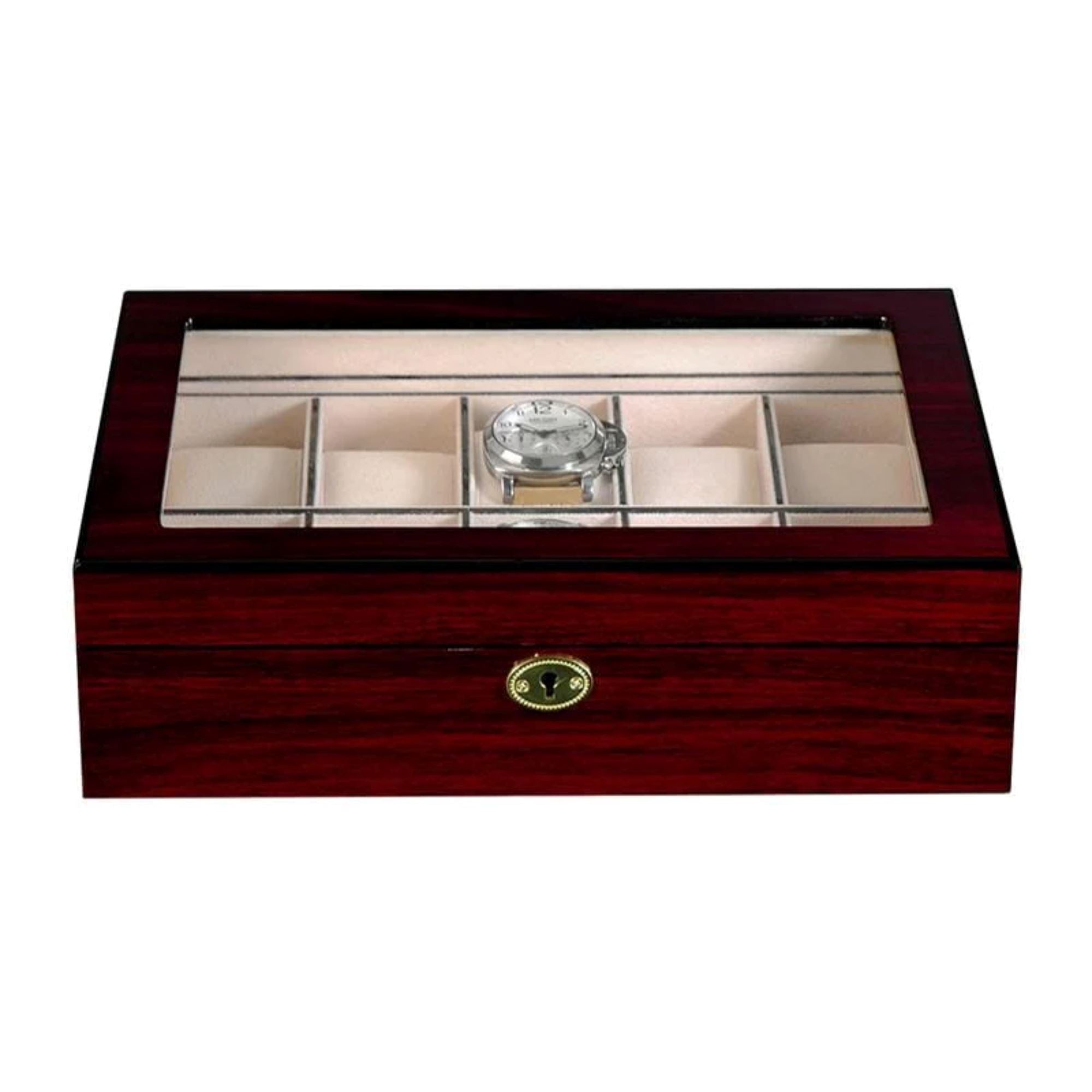 Seconds - Dark Cherry Wooden Watch Box for 10 Watches Seconds Clinks