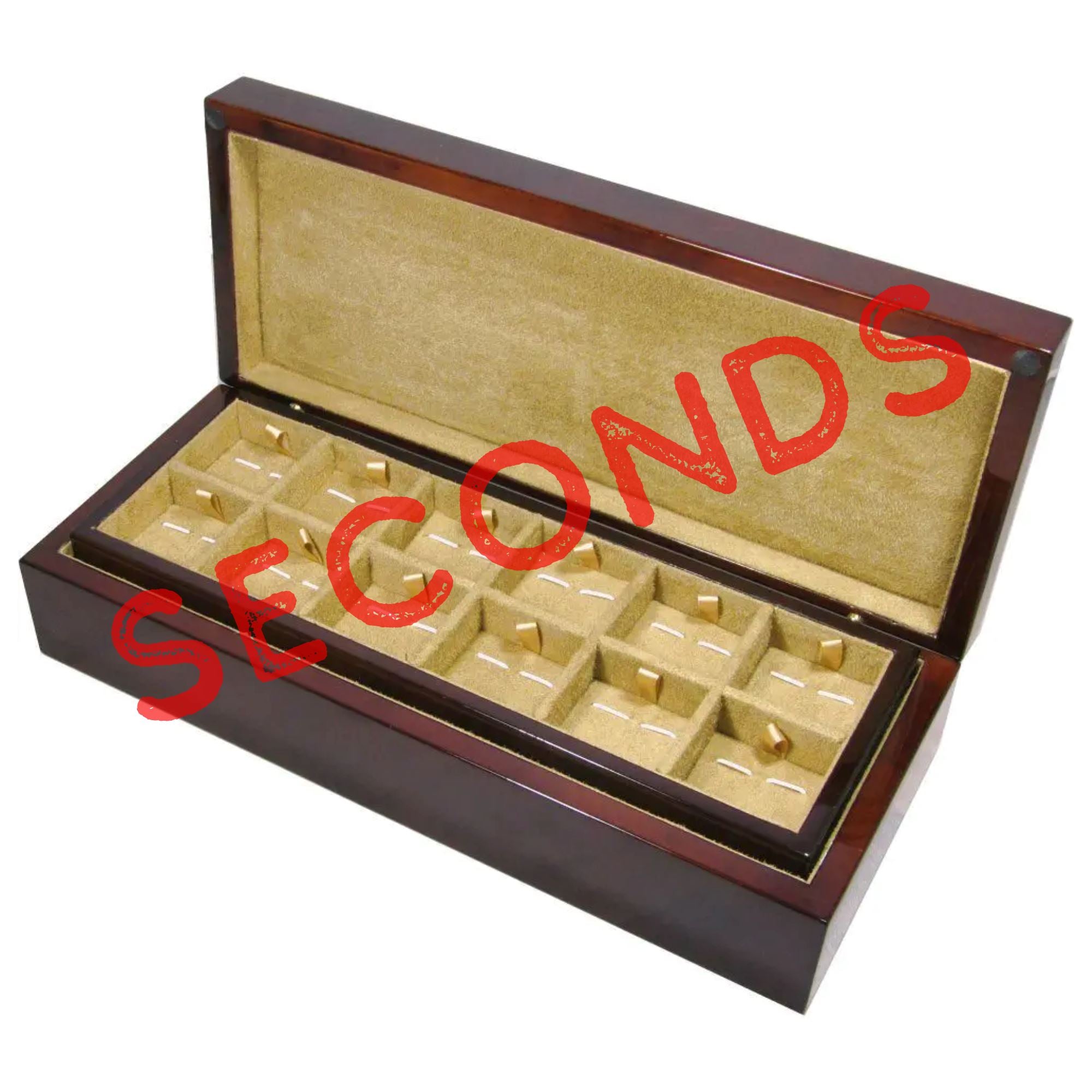 Seconds - Camphor Burl Wood 24 Cufflink Box Seconds Clinks