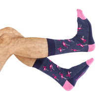 Mens Navy Flamingo Bamboo Sock Socks Bamboozld