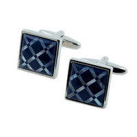 Navy Blue Tile on Mother of Pearl Cufflinks Classic & Modern Cufflinks Clinks Australia