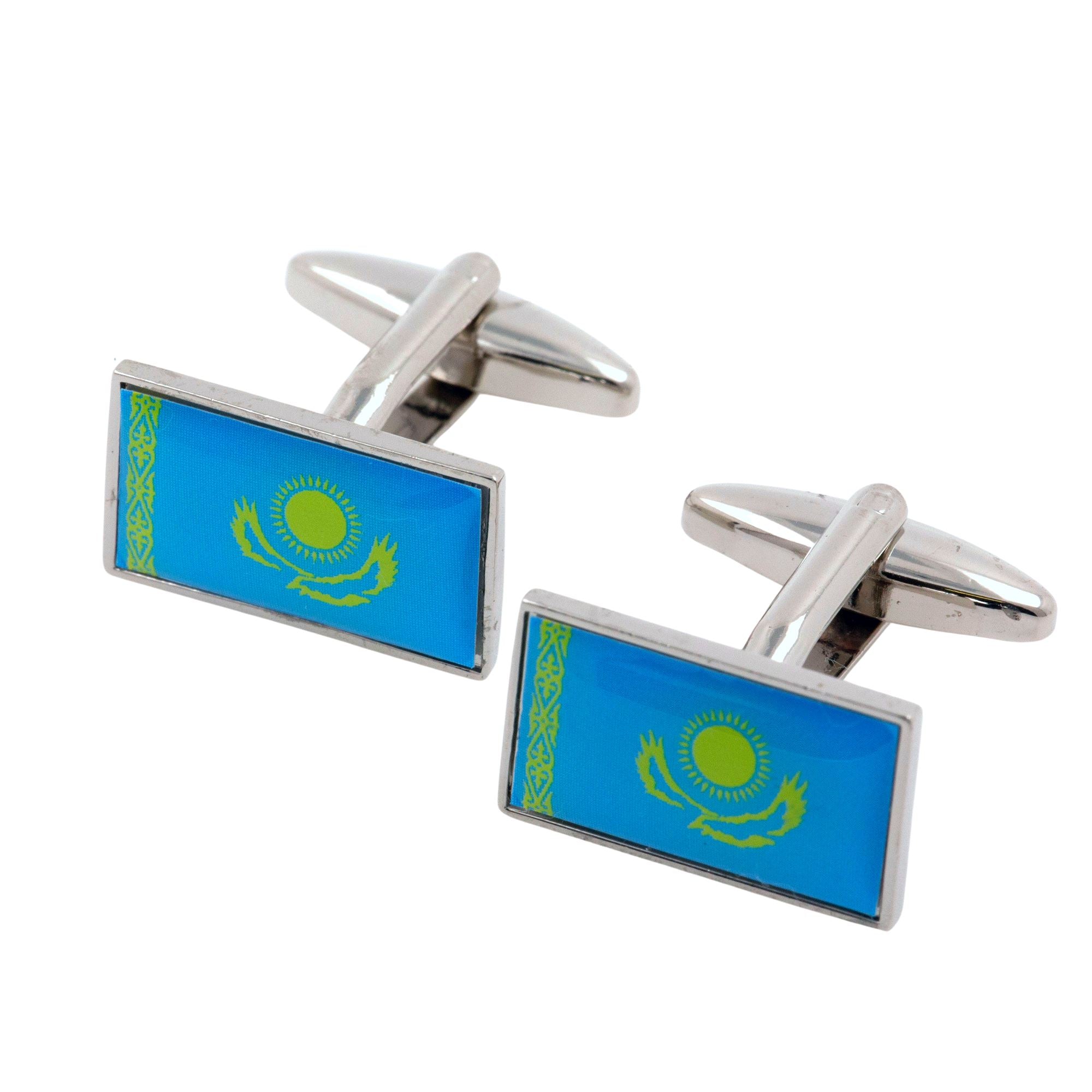 Flag of Kazakhstan Cufflinks Novelty Cufflinks Clinks