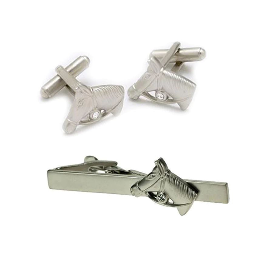 Horse Head Cufflinks & Tie Clip Set Gift Set Clinks Australia