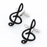 Black Treble Clef with Single Crystal Novelty Cufflinks Clinks Australia