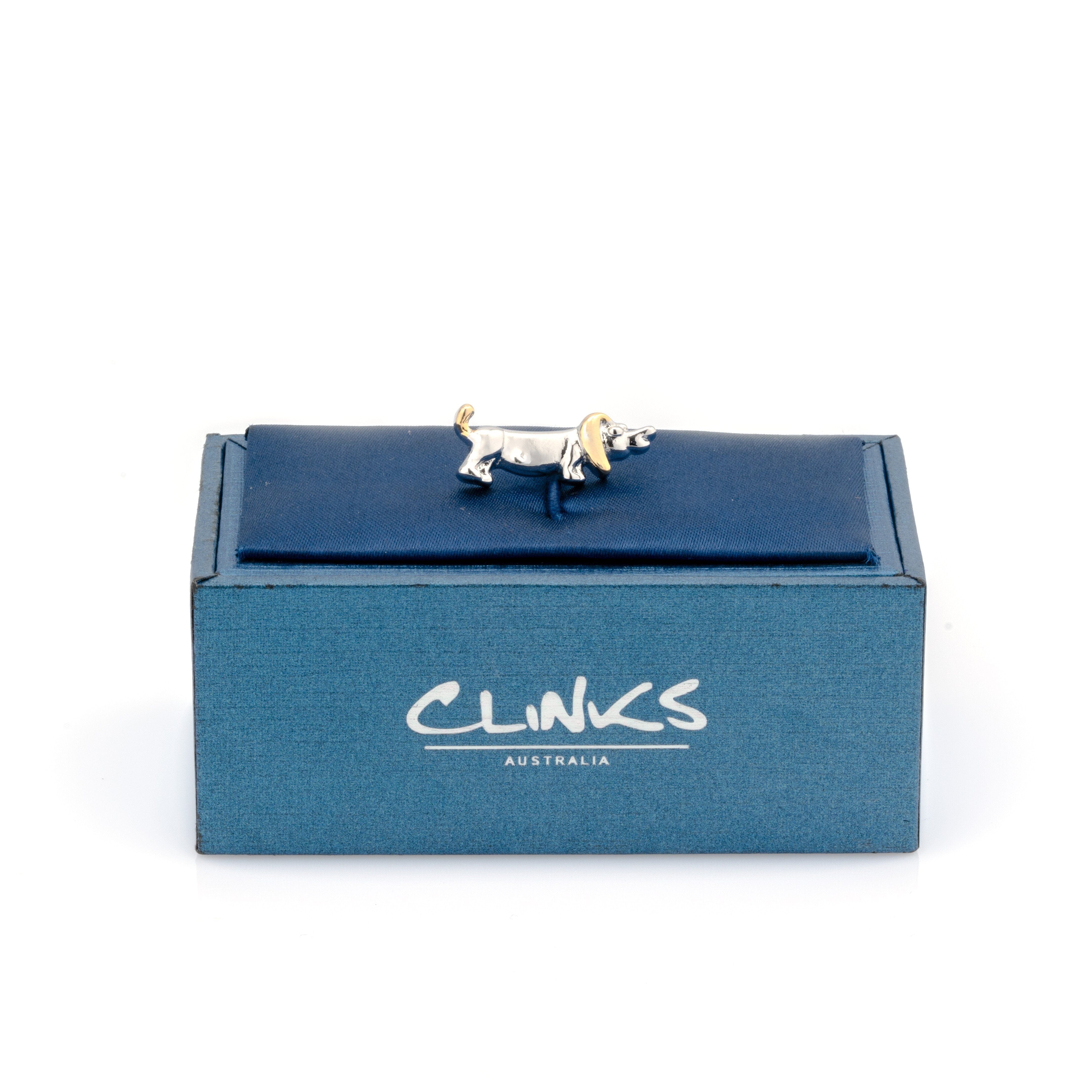 Sausage Dog Lapel Pin in Gold and Silver Lapel Pin Clinks