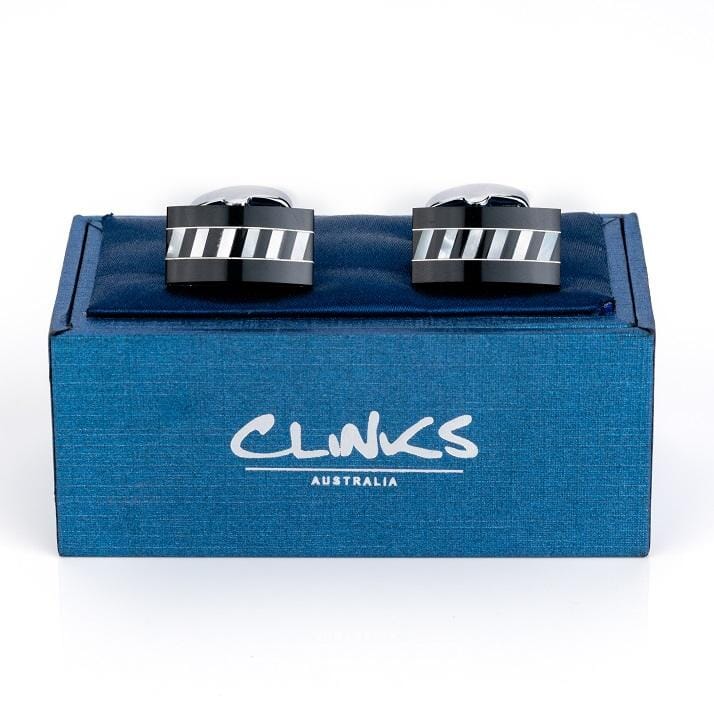 Black Onyx Rectangle interlaced Mother of Pearl Cufflinks Classic & Modern Cufflinks Clinks Australia