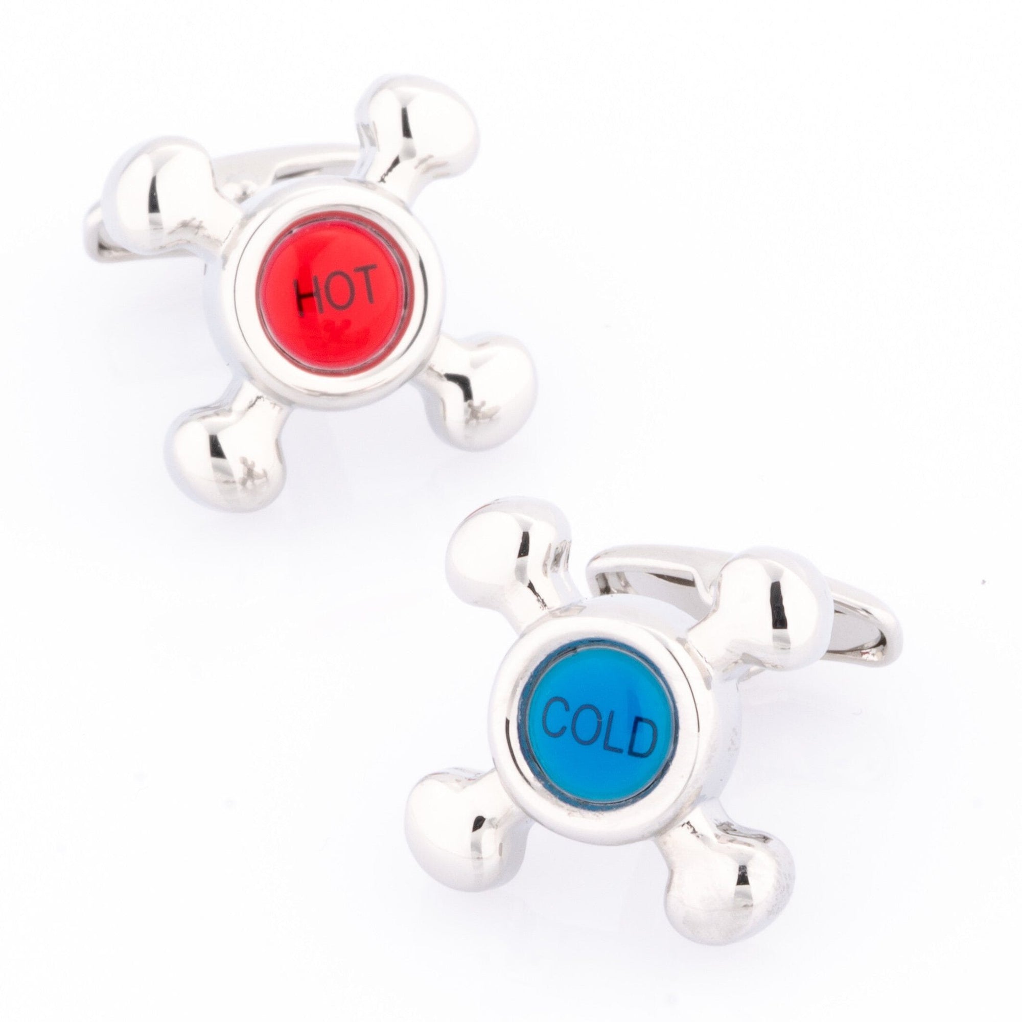 Red & Blue Hot & Cold Tap Cufflinks Novelty Cufflinks Clinks Australia Red & Blue Hot & Cold Tap Cufflinks