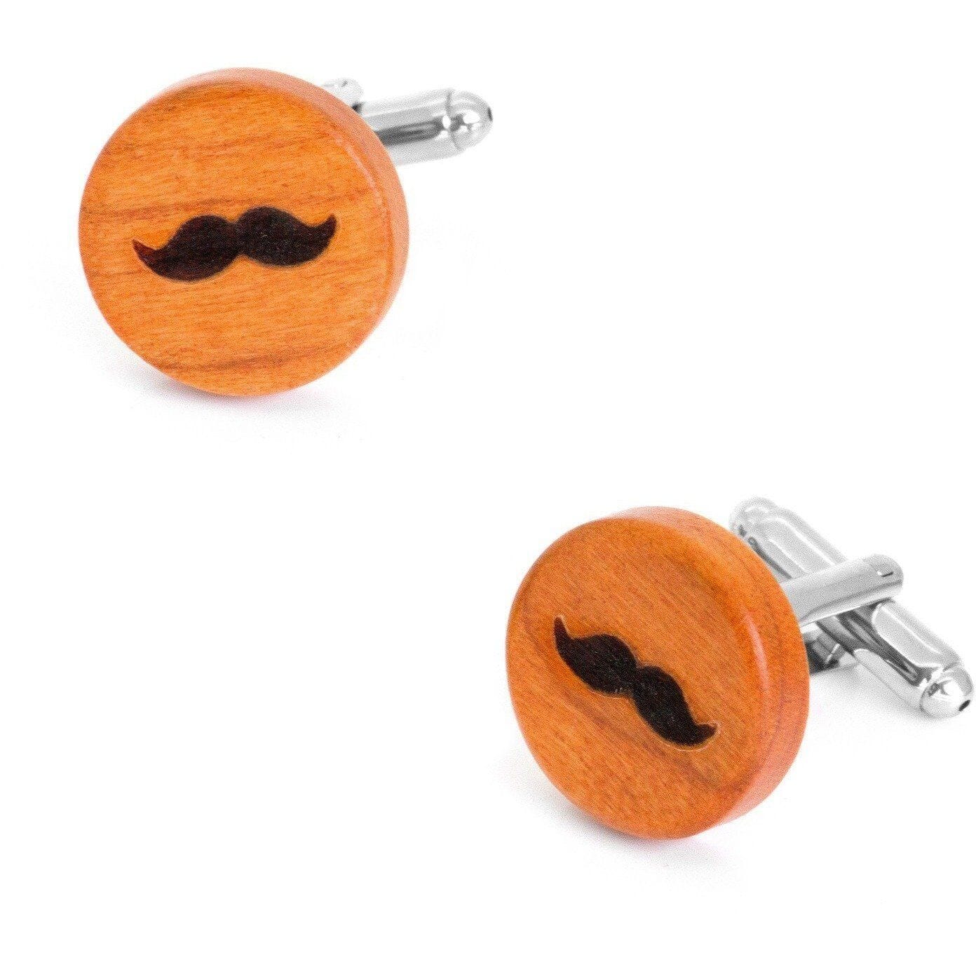 Round Wood Moustache Cufflinks Novelty Cufflinks Clinks Australia
