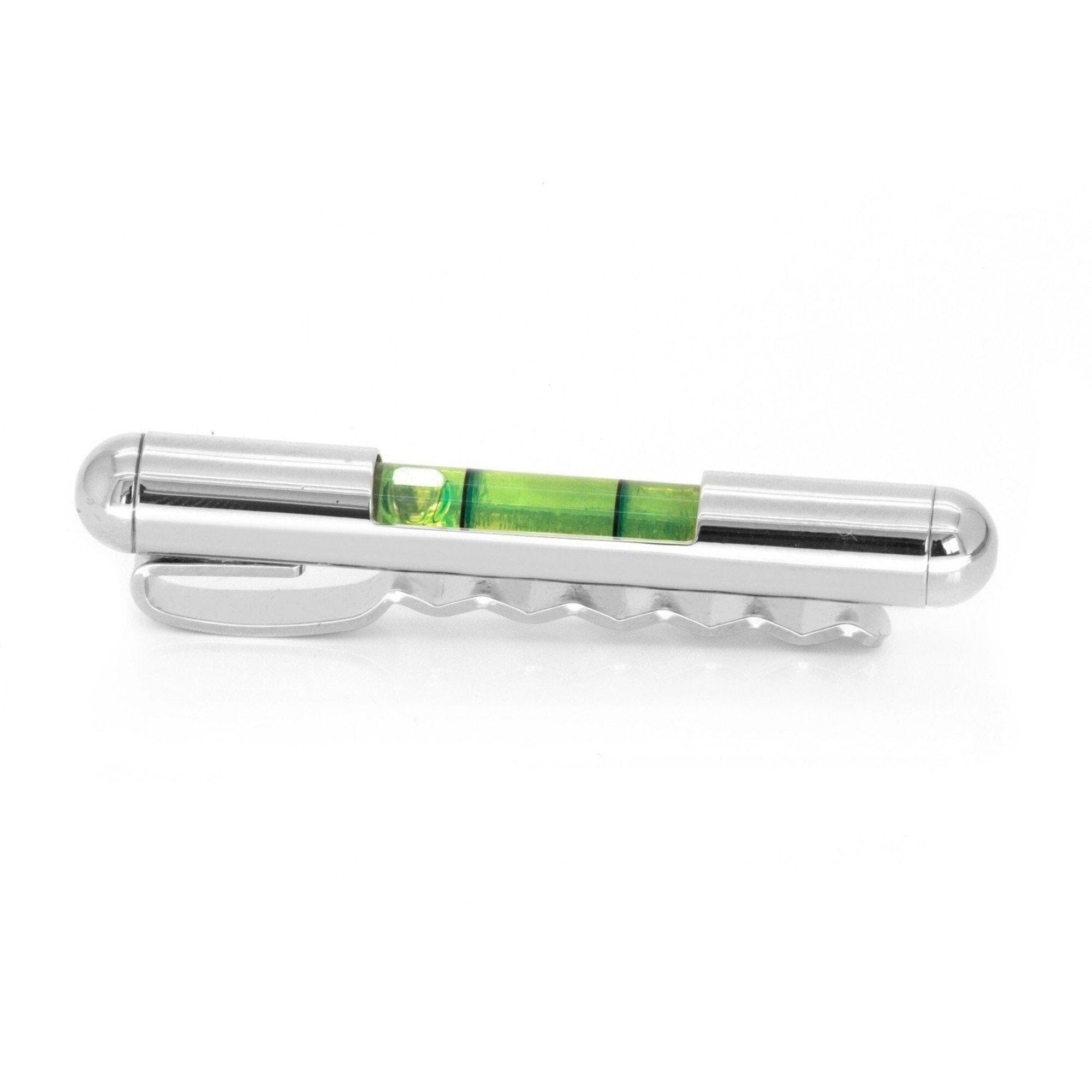 Green Spirit Level Tie Bar Tie Clips Clinks