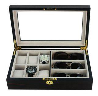 Ebony Wooden Watch Box, 6 Watch Box, 3 Sunglasses, Cuffed Watch Box, Clinks Australia Watch Box, Ebony Watch Boxes on Cuffed, Australia Watch Box, Watch Storage Box, Watch Display Box, 6 Slots Watch Box + 3 Sunglasses, Watch Boxes for 6 , Ebony Watch Box, Wooden Watch Box, Ebony, CB5065, Clinks, Clinks Australia, Cuffed