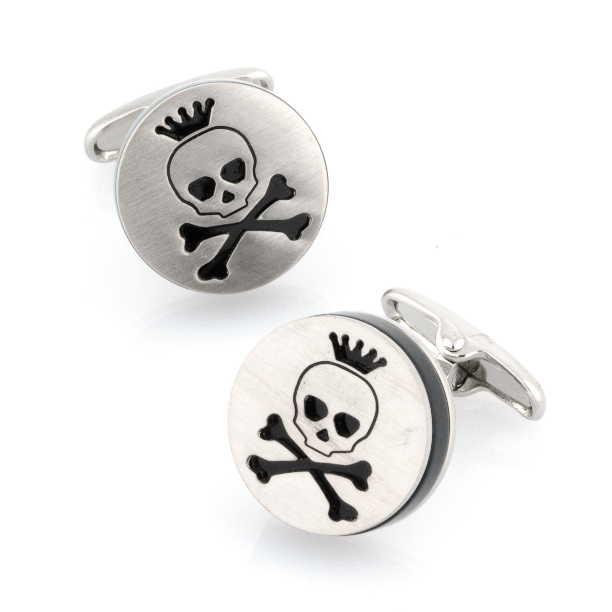 Skull and Cross Bones Silver and Black Cufflinks Novelty Cufflinks Clinks Australia Skull and Cross Bones Silver and Black Cufflinks